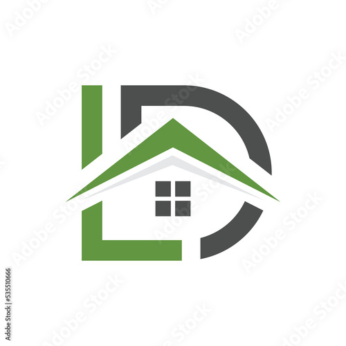 Logo design letter DL or LD include home in design. Real estate logo design