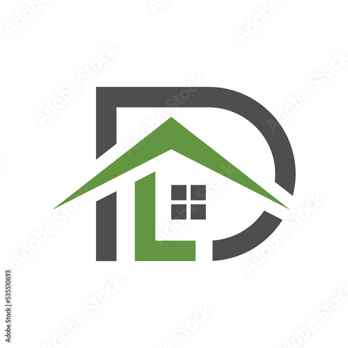 Logo design letter DL or LD include home in design. Real estate logo design