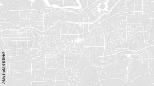 White and light grey Jinan city area vector background map, roads and water illustration. Widescreen proportion, digital flat design.
