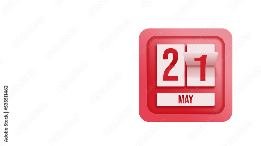 May 21st . Day 21 of month, Calendar date. Calendar in the form of a mechanical scoreboard red timetable tableau on white. Spring month, day of the year concept. May 21st . Day 21 of month, Calendar date. Calendar in the form of a mechanical scoreboard red timetable tableau on white. Spring month, day of the year concept.