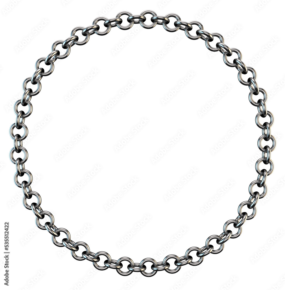 Obraz premium Metal chain. 3D rendering illustration. Circle frame.