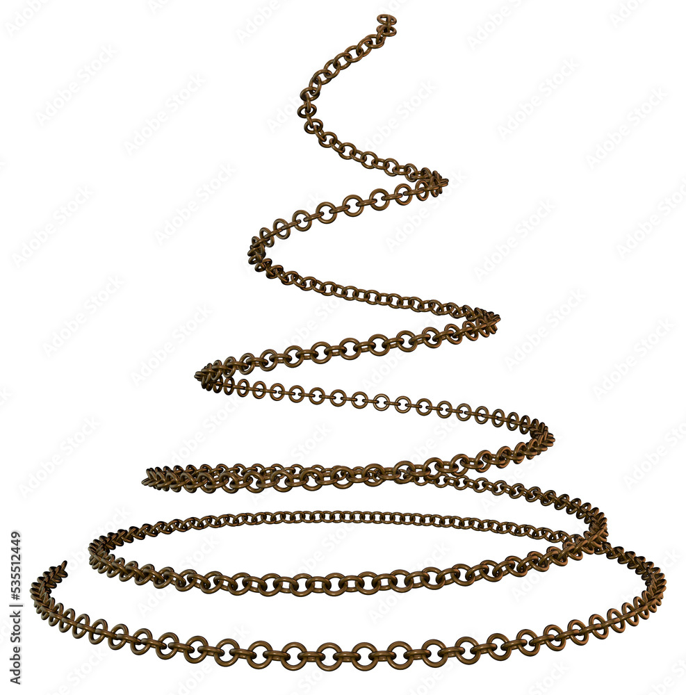 Bronze chain. 3D rendering illustration. Helix. Bronze chain. 3D rendering illustration. Helix.