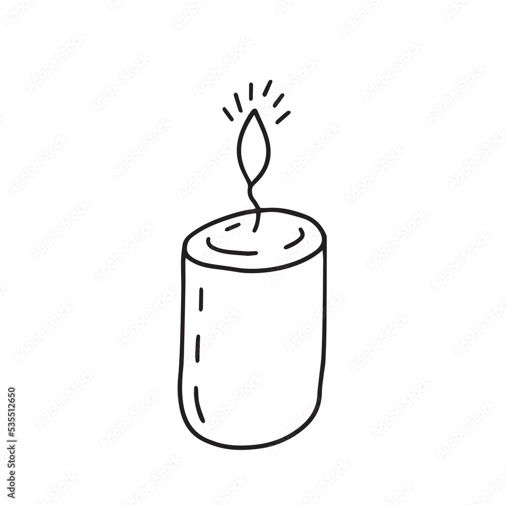 Doodle candle vector illustration. Hand drawn candle isolated Doodle candle vector illustration. Hand drawn candle isolated