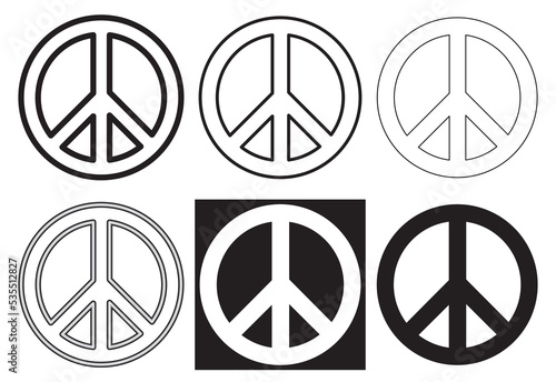 Peace symbols set vector, application variants, no war