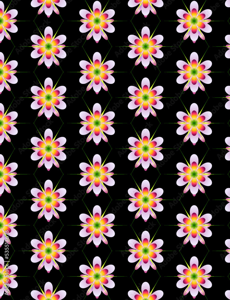 seamless red white pink flowers pattern background design vector solid black color seamless red white pink flowers pattern background design vector solid black color
