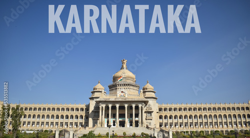 A Beautiful front View of vidhana soudha which is the Legislative building of Karnataka Government in India