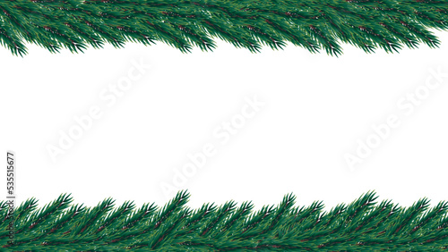 Realistic fir branches. Spruce or pine branches for Christmas decorations and background - vector, illustration