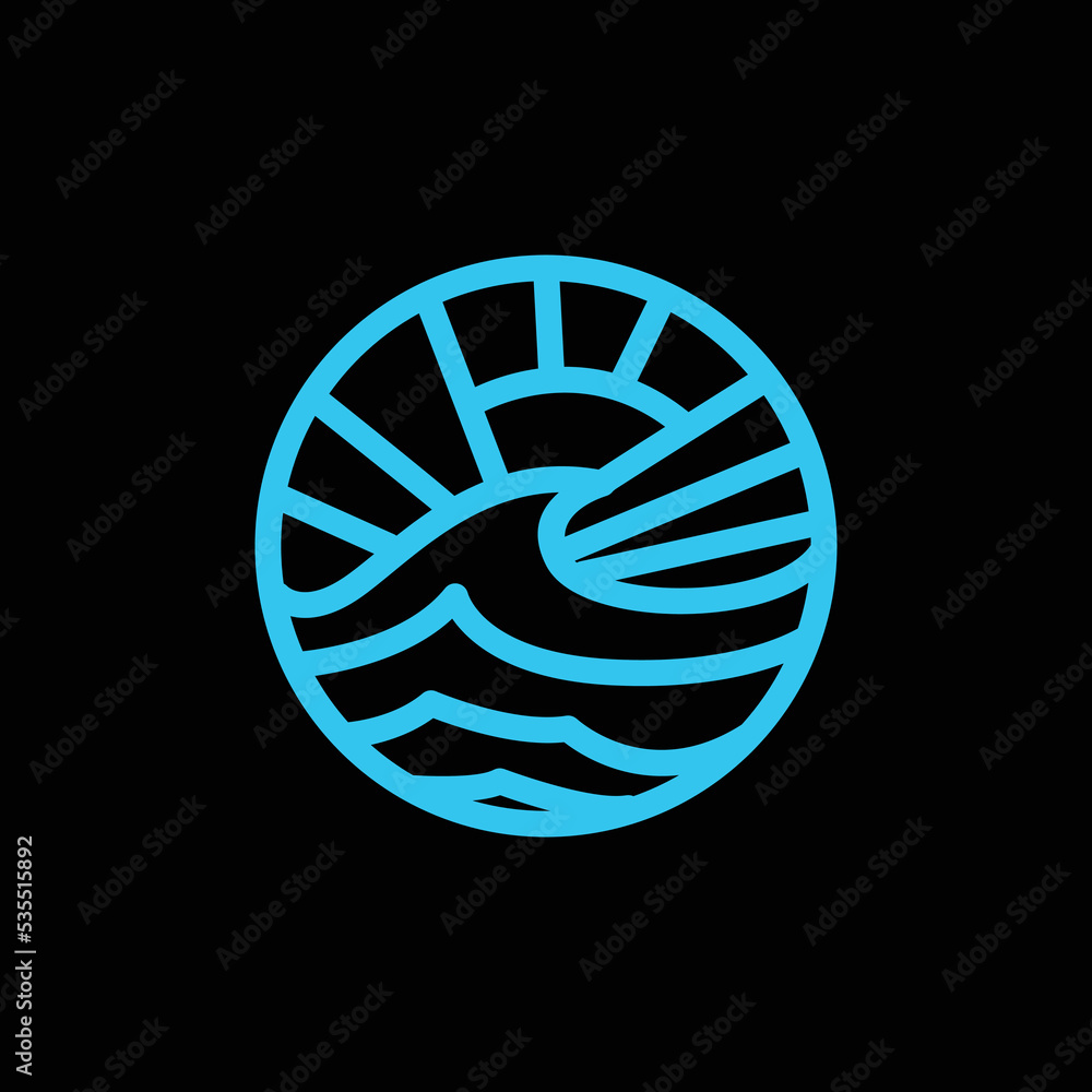Premium Monoline Beach Logo Vector, summer vacation Symbol and icon, creative emblem Design Company Premium Monoline Beach Logo Vector, summer vacation Symbol and icon, creative emblem Design Company