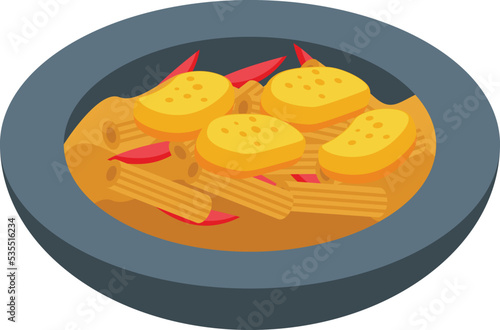 Pasta food icon isometric vector. Cuisine rice. Fried meal