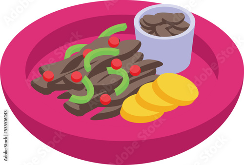 Bean food icon isometric vector. Caribbean dish. Dinner meal
