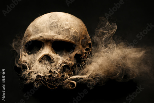 Abstract, surreal, creepy skull of smoke.Digital art