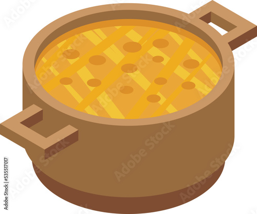 Soy soup saucepan icon isometric vector. Cuisine food. Rice dish