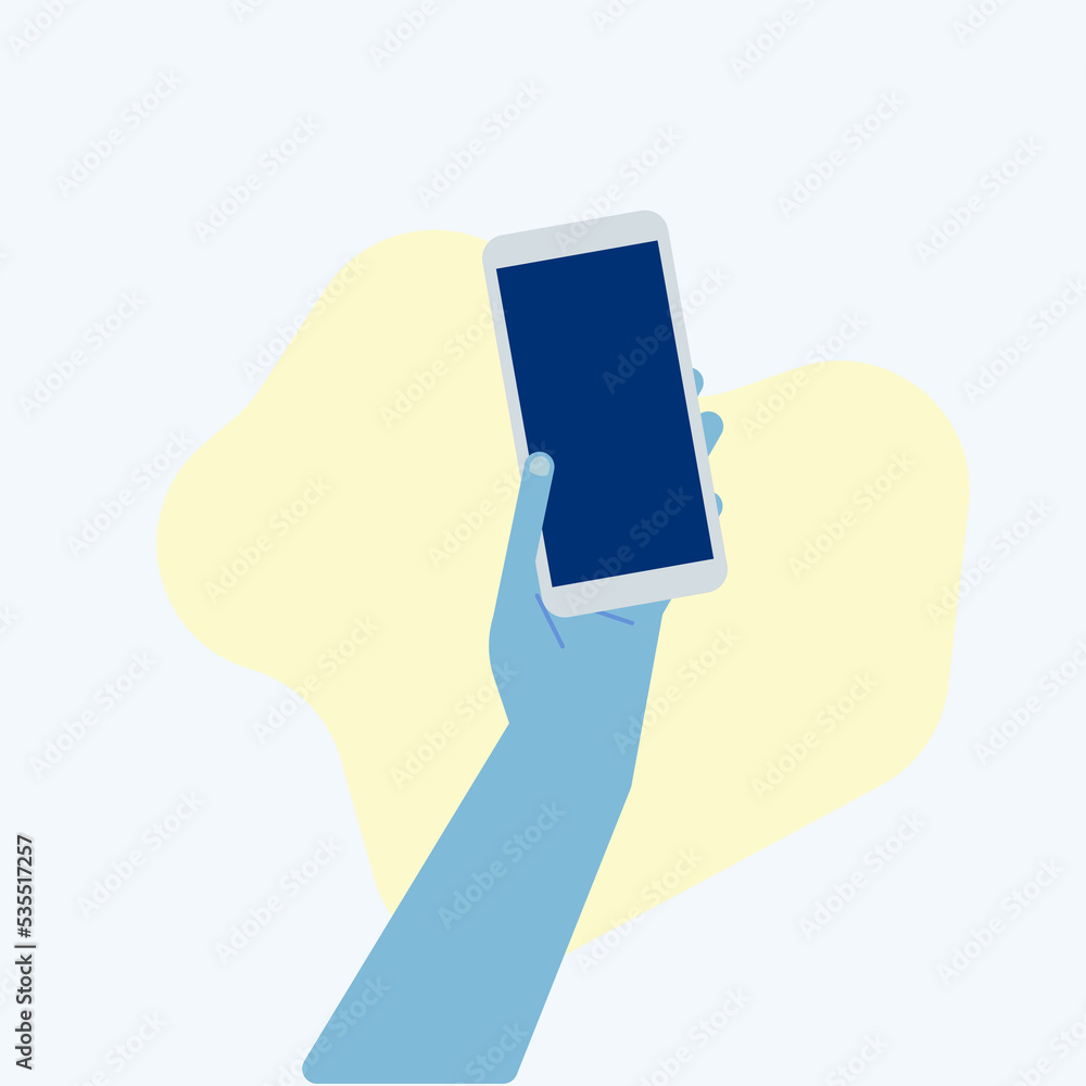 Human hands hold mobile phone with empty blank screen set vector ...