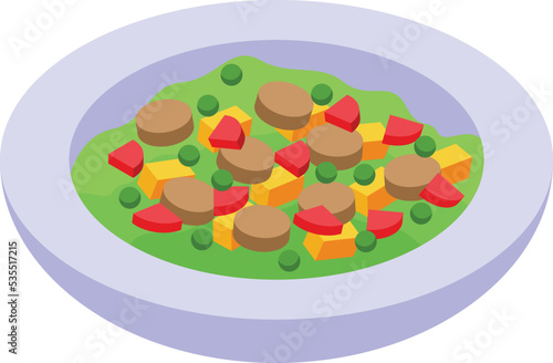 Caribbean food icon isometric vector. Rice cuisine. Meal dinner