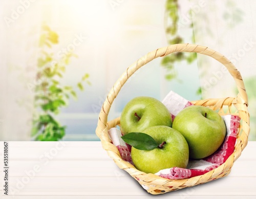 Tasty fresh ripe juicy apples fruits photo