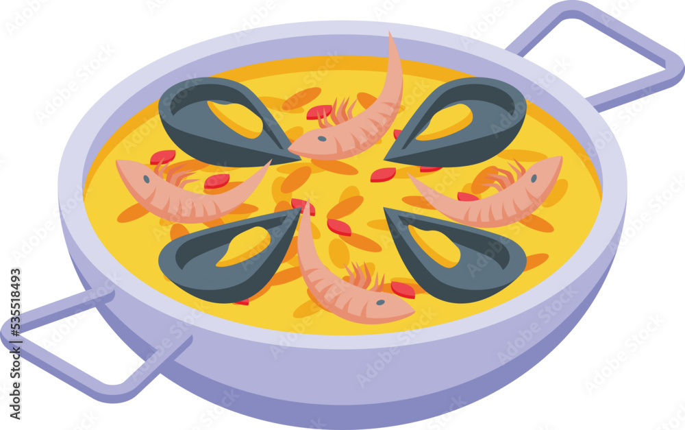 Shrimp soup icon isometric vector. Spanish cuisine. Tapas food