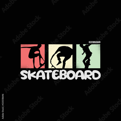 Skateboard illustration typography. perfect for t shirt design