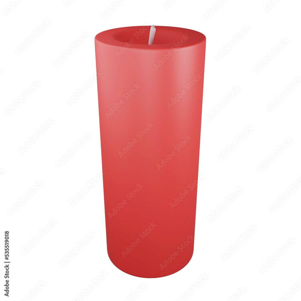 3D rendering red candle isolated on transparent background 3D rendering red candle isolated on transparent background