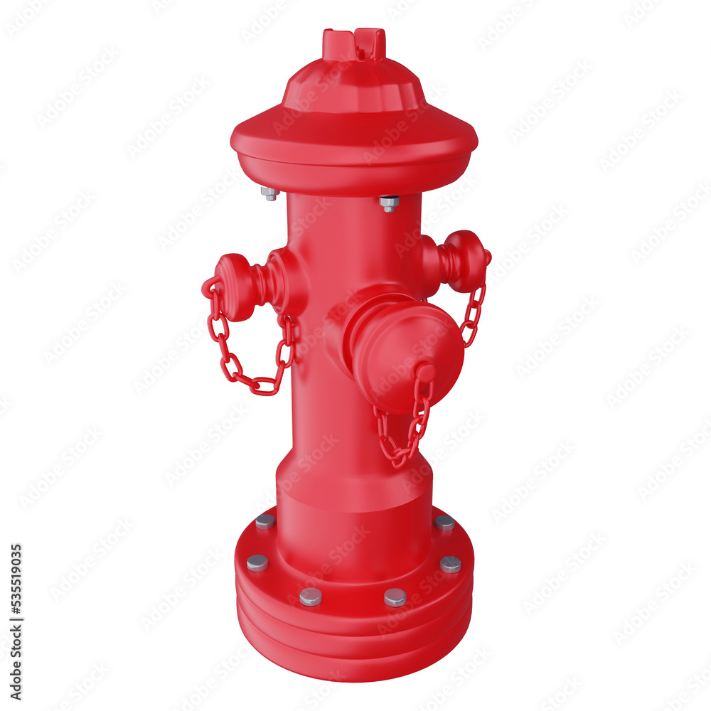 3D rendering red fire hydrant isolated on transparent background 3D rendering red fire hydrant isolated on transparent background