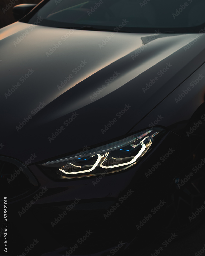 BMW M8 8 series - Car Headlight silhouette  - obrazy, fototapety, plakaty 