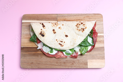 Italian cuisine , Piadina with Italian ham and cheese