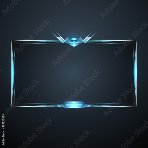 Fantasy glowing neon game overlay border frame for live video streaming