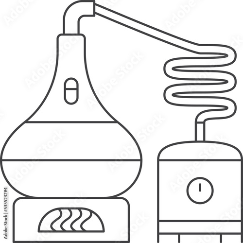 Distillation icon. Beverage production process line symbol