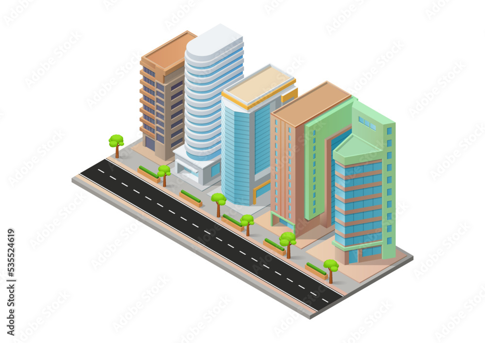 Isometric city modern buildings Isometric city modern buildings
