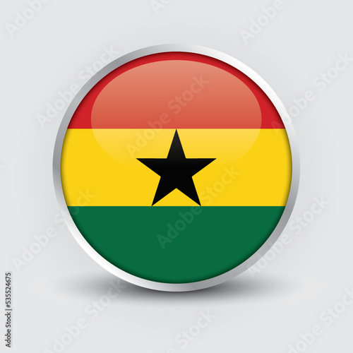 Free Download Ghana round flag design is used as badge, button, icon with reflection of shadow. Icon country. Realistic vector illustration. - GFXLoad