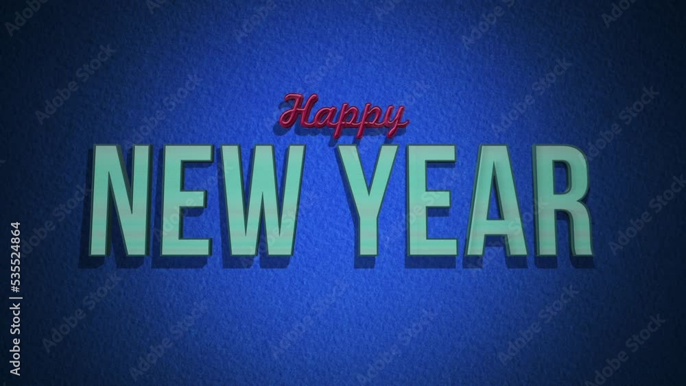 Retro Happy New Year text on blue grunge texture, motion abstract business, vintage, promo and holidays style background Retro Happy New Year text on blue grunge texture, motion abstract business, vintage, promo and holidays style background