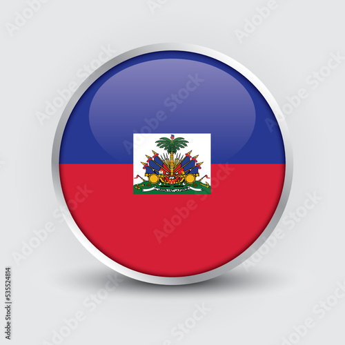 Free Download Haiti round flag design is used as badge, button, icon with reflection of shadow. Icon country. Realistic vector illustration. - GFXLoad