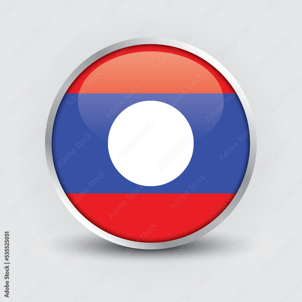 laos round flag design is used as badge, button, icon with reflection of shadow. Icon country. Realistic vector illustration. laos round flag design is used as badge, button, icon with reflection of shadow. Icon country. Realistic vector illustration.