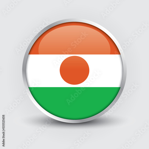 Free Download Niger round flag design is used as badge, button, icon with reflection of shadow. Icon country. Realistic vector illustration. - GFXLoad