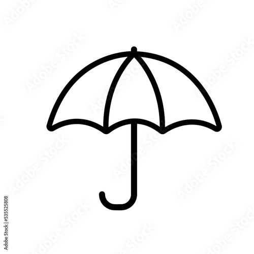Umbrella icon. Black, minimalist icon isolated on white background. Umbrella simple silhouette. Web site page and mobile app design vector element.