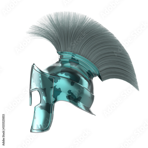 high quality spartan helmet, Greek roman warrior Gladiator, legionnaire heroic soldier, sprts fan, 3d render isolated on transparent background photo