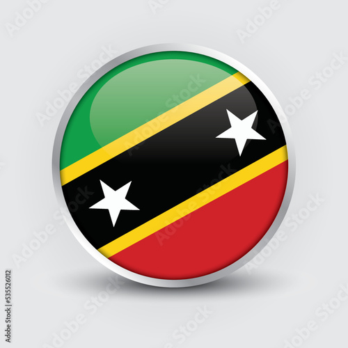 Free Download Saint Kitts and Nevis round flag design is used as badge, button, icon with reflection of shadow. Icon country. Realistic vector illustration. - GFXLoad