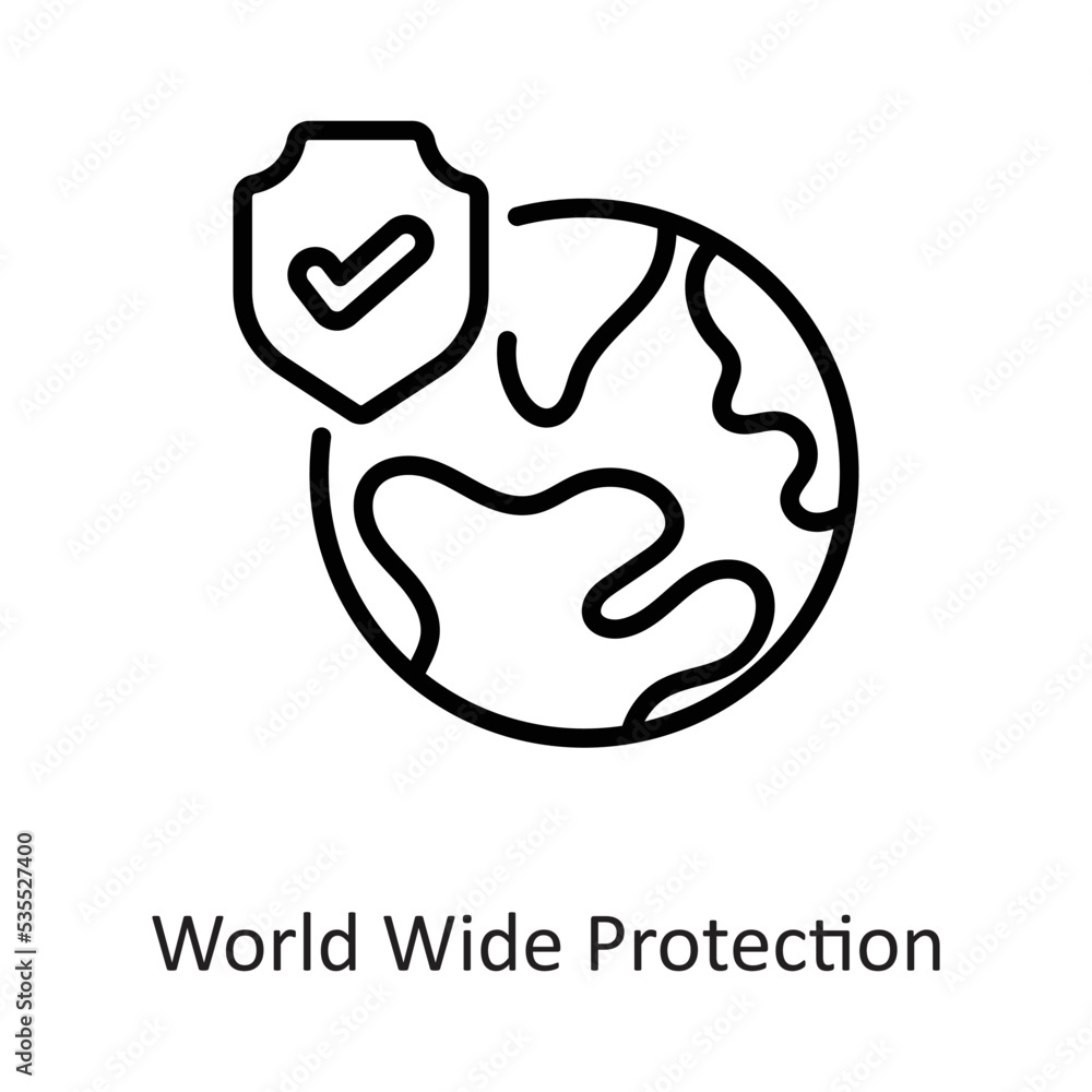 World Wide Protection Outline Vector Icon Design illustration on White background. EPS 10 File World Wide Protection Outline Vector Icon Design illustration on White background. EPS 10 File