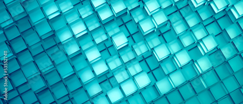Technology background concept. Array Transparent Matte Cubes