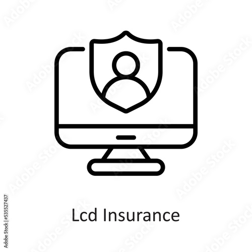 Lcd Insurance Outline Vector Icon Design illustration on White background. EPS 10 File 