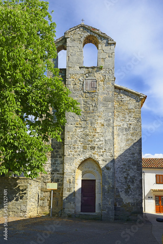 ROC, CROATIA – Romanesque Church of St. Anthony, the Monk. Church dates from the 11th century. Roc belongs to a set of old fortified medieval towns of inner Istria. photo