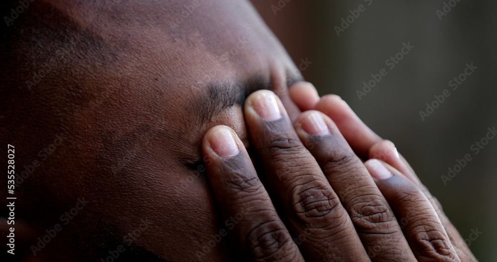 Worried black man close-up face. Anxious African guy2 Worried black man close-up face. Anxious African guy2