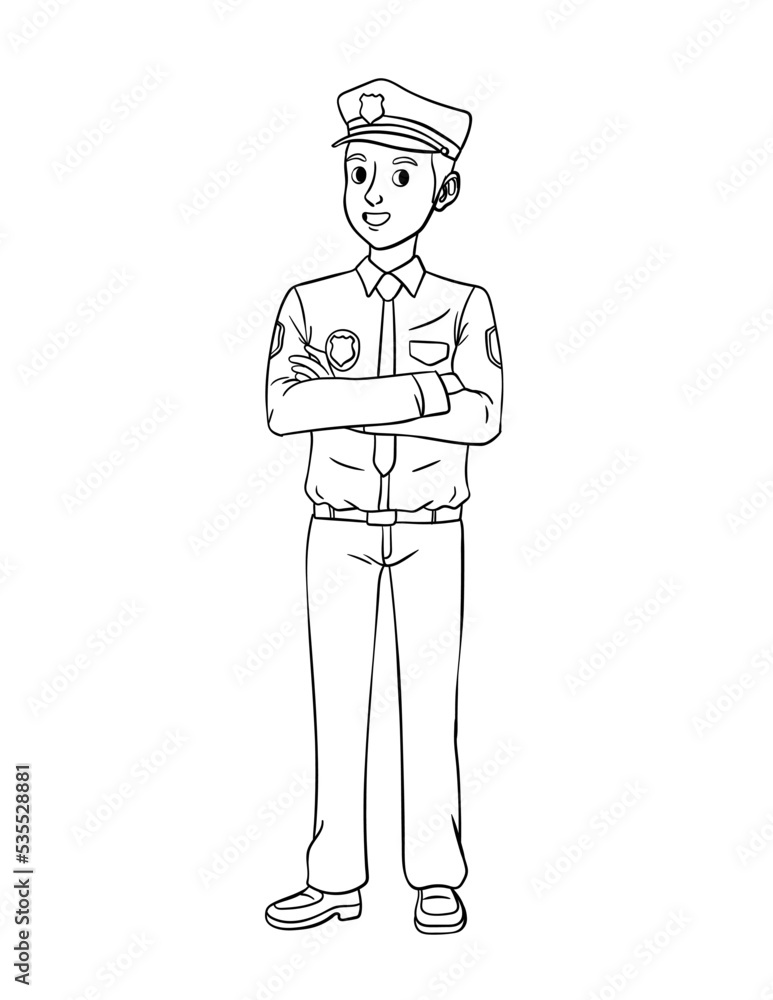 Policeman Isolated Coloring Page for Kids