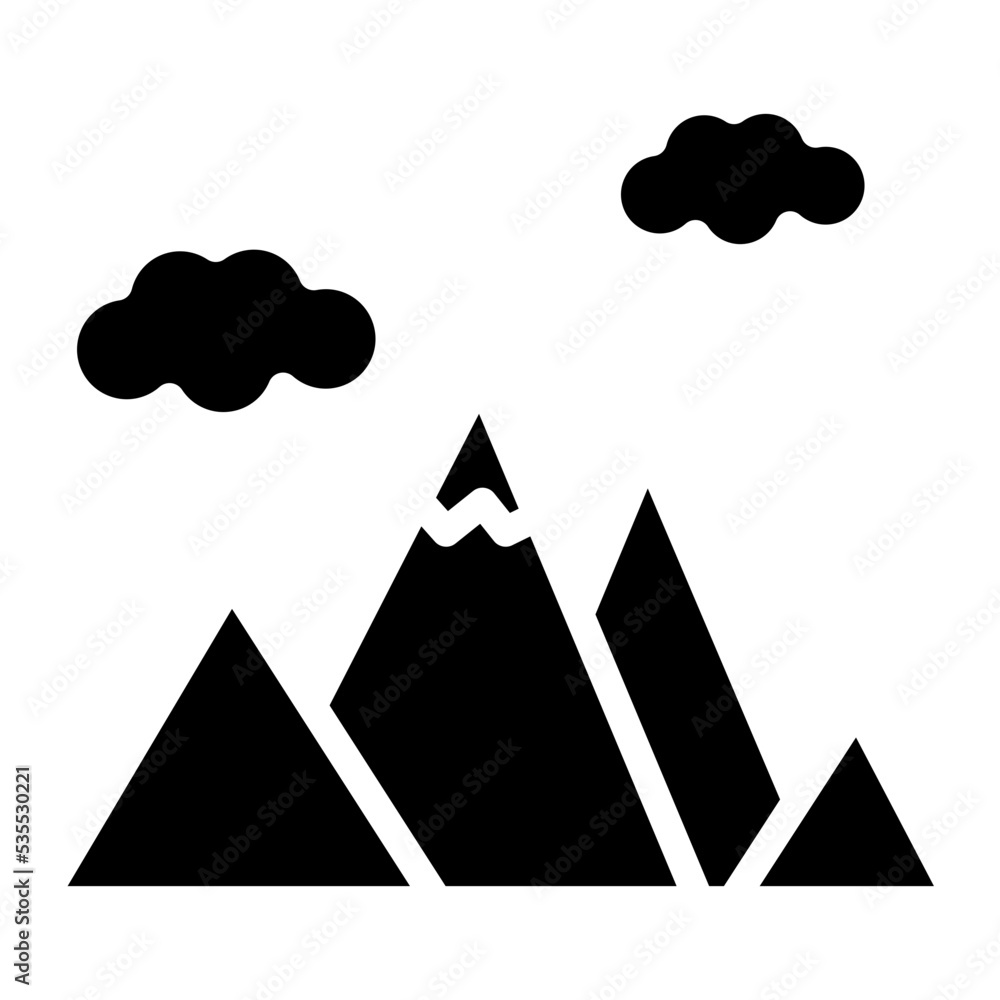 cloudy mountain glyph icon cloudy mountain glyph icon