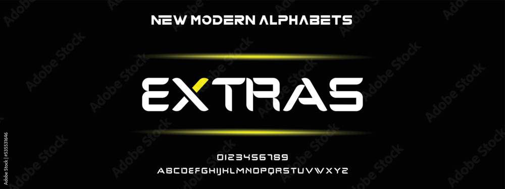 EXTRAS Sports minimal tech font letter set. Luxury vector typeface for ...