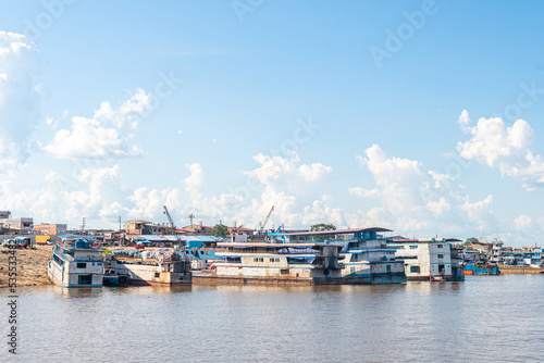 views of iquitos old harbor, peru