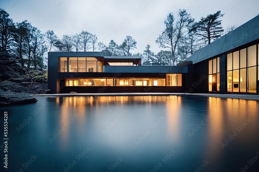 Outdoor Industrial Contemporary mansion with sleek led light design Outdoor Industrial Contemporary mansion with sleek led light design