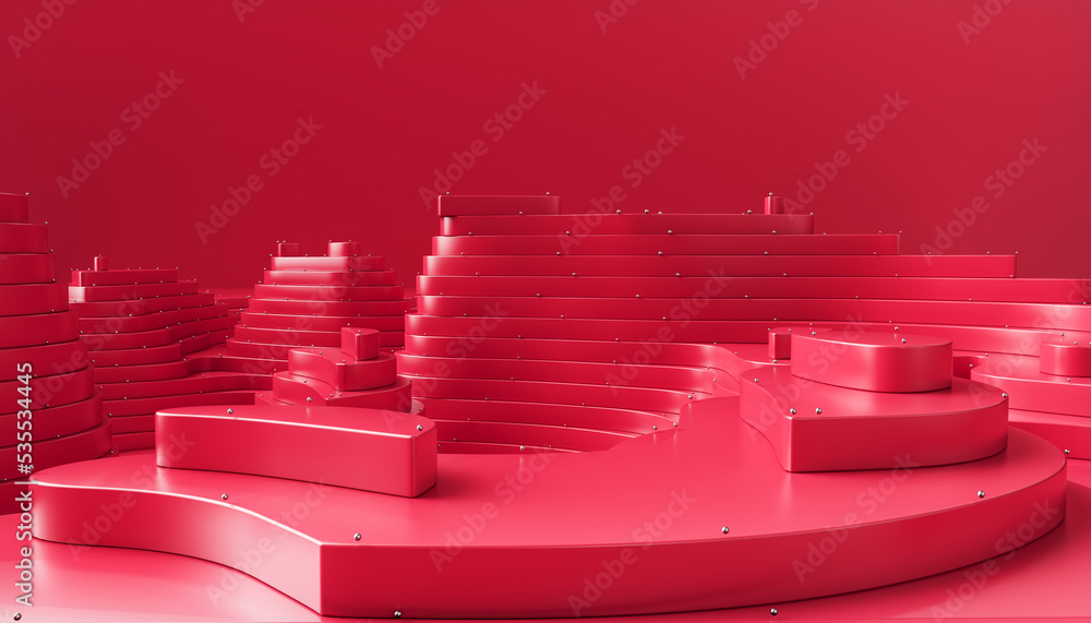 custom made wallpaper toronto digitalRed Wave Background. Abstract Minimal Exterior Design. Creative Architecture Concept. 3d Rendering