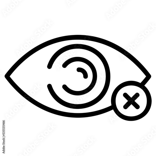 An editable outline icon of no vision 