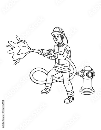 Firefighter Isolated Coloring Page for Kids