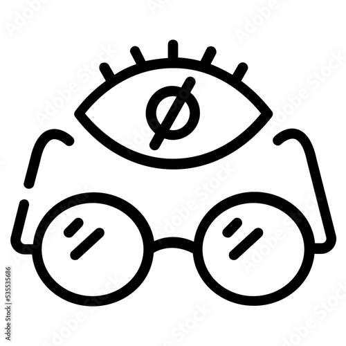 An editable outline icon of no vision 